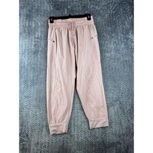 Cali Lounge Jogger Pants Womens 29 Pink High Rise Tapered Leg Elastic Waist
